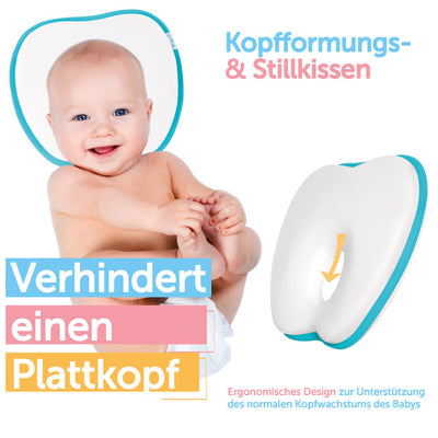 Das SOVERDE Baby Kissen verhindert durch den Memory Schaumstoff und das ergonomische Design, eine Kopfverformung deines Babys